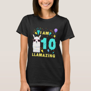 I Am 10 Years Old Llamazing Llama 10th Birthday Ki T-Shirt