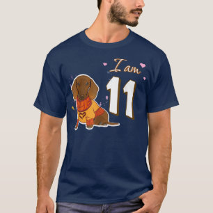 I am 11 Birthday Cute Dachshund Dog Fan Gift T-Shi T-Shirt