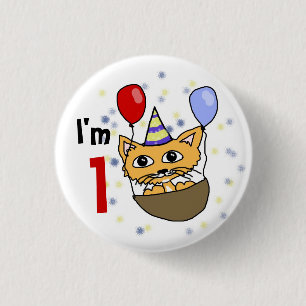I am 1 anniversary 3 cm round badge