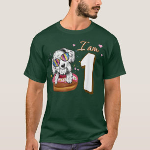 I am 1 Birthday Cute Lovely Spaniel with Donut Dog T-Shirt