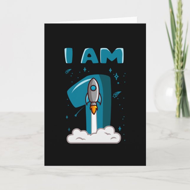 I AM 1 YEAR OLD 1st Birthday Toddler Space Card (Front)