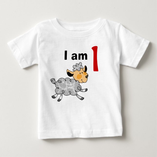 I am 1 year old today (cute little lamb) baby T-Shirt (Front)