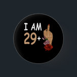 I Am 29 Plus 1 Mid Finger For A 30th Birthday 30 Y 3 Cm Round Badge<br><div class="desc">Awesome tee Ideas People who born in 1993 Retro Vintage Classic Old School 30th Awesome tee Ideas for Men Women. 30 years old awesome vintage birthday. Complete happy birthday decorations .Your birthday party will be funny, awesome, epic & legendary. The beautiful and long-awaited B-day of your child, girl. A wonderful...</div>
