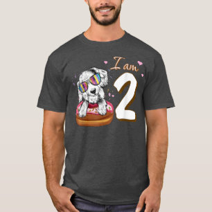 I am 2 Birthday Cute Lovely Spaniel with Doughnut T-Shirt
