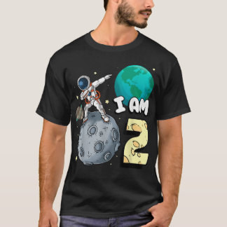 I am 2 Space Astronaut Kid Moon Walker 2nd Birthda T-Shirt