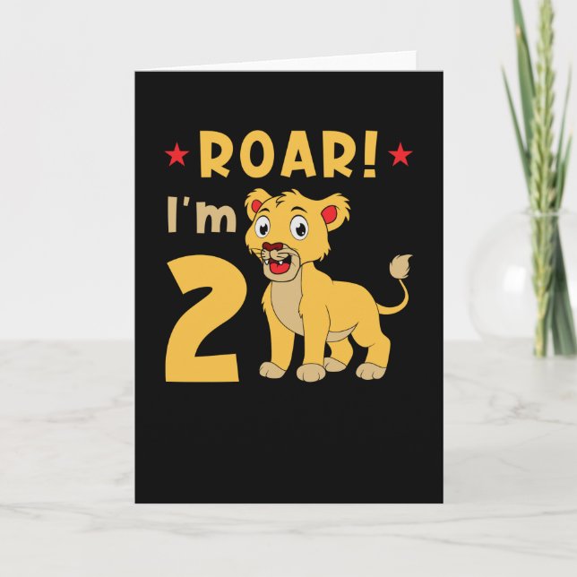 I Am 2 Years Old Lion Birthday Card (Front)