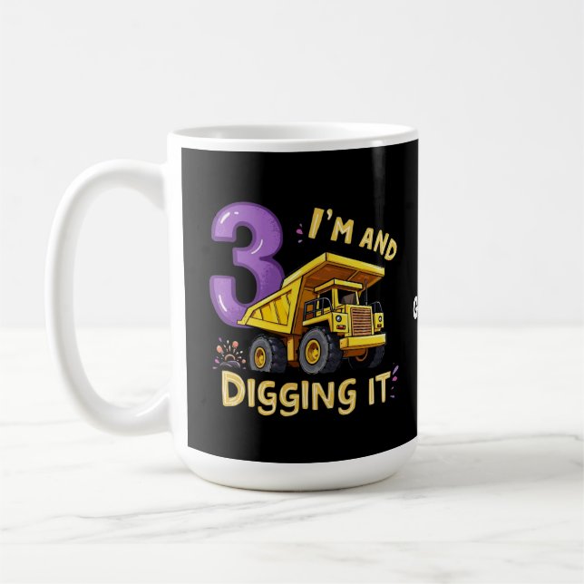 I Am 3 and Digging It 3rd Birthday Construction  Coffee Mug (Left)