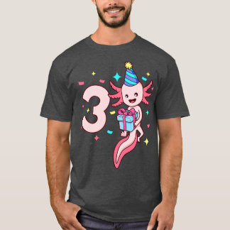 I am 3 with axolotl girl birthday 3 years old T-Shirt
