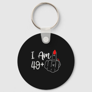 I Am 49 Plus 1 Middle Finger Funny 50th Birthday W Key Ring