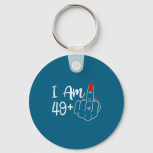 I Am 49 Plus 1 Middle Finger Funny 50th Birthday W Key Ring