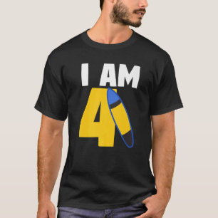 I Am 4 Surfboard 4th Birthday Surfboard T-Shirt