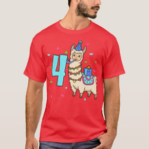I am 4 with Lama kids birthday 4 years old T-Shirt