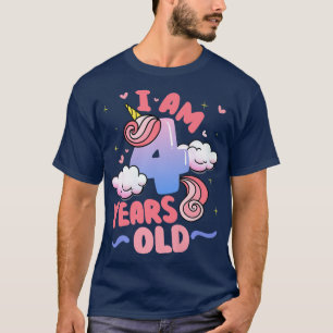 I Am 4 Years Old Unicorn Themed 4th Birthday Party T-Shirt