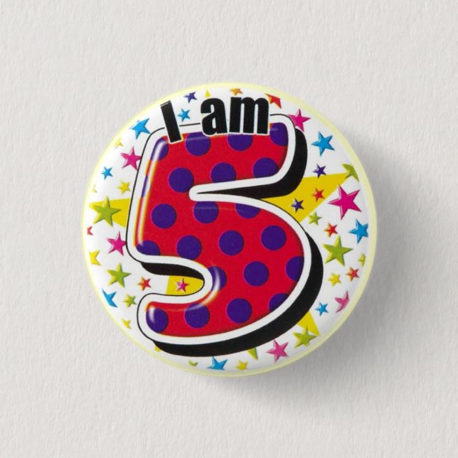 i am 5 birthday button (Front)