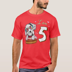 I am 5 Birthday Cute Lovely Spaniel with Donut Dog T-Shirt