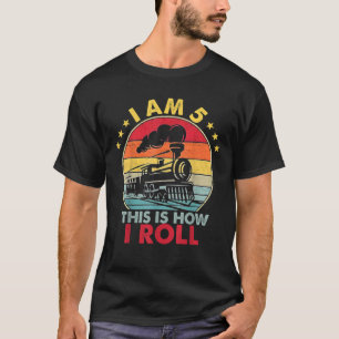 I Am 5 This Is How Roll Vintage Stars 5th Birthday T-Shirt
