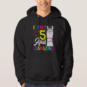 I Am 5 Years Old And Llamazing Llama 5th Birthday Hoodie