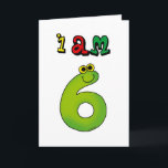 I am 6 card<br><div class="desc">For a 6th birthday,  the background colour is customisable. Perfect for a birthday party invitation or as a birthday gift. You can easily personalise it by pressing the "customise it" button.</div>