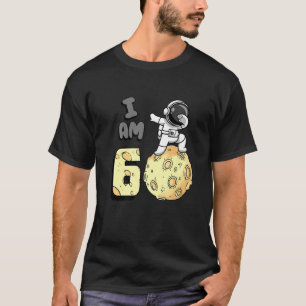 I Am 6 Space Astronaut Kid Moon Walker 6th Birthda T-Shirt