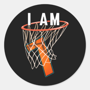 I Am 7 Bysketbyll Themed 7th Birthday Party Celebr Classic Round Sticker