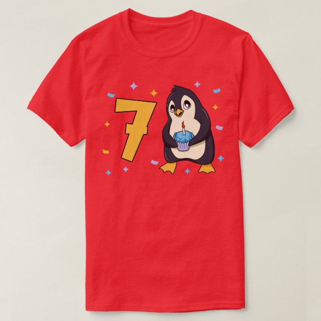 I am 7 with penguin kids birthday 7 years old T-Shirt (Design Front)
