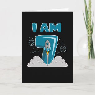 I AM 7 YEAR OLD 7th Birthday Boy Space Birthday Card