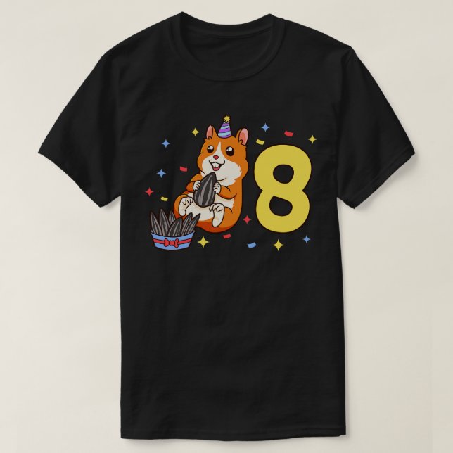 I am 8 with hamster kids birthday 8 years old T-Shirt (Design Front)