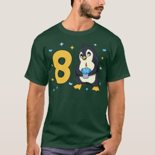 I am 8 with penguin kids birthday 8 years old T-Shirt