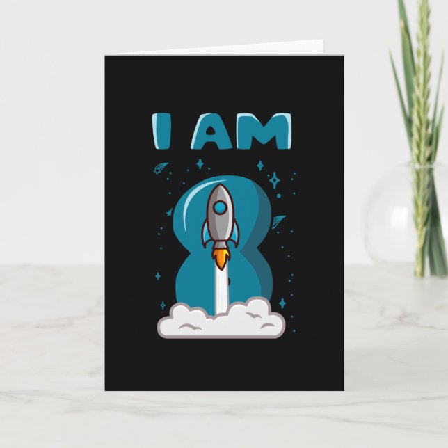 I AM 8 YEAR OLD 8th Birthday Boy Space Birthday Card (Front)