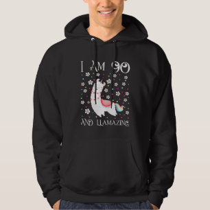 I am 90 Years Old Llamazing Cute Llama 90th Birthd Hoodie