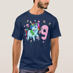 I am 9 with unicorn girl birthday 9 years old T-Shirt