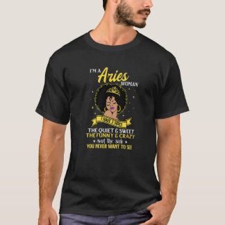 I Am A Aries T Black Women Queen Zodiac Birthday T-Shirt