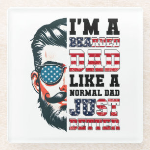 I Am A Bearded Dad Glass Coaster