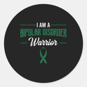 I Am A Bipolar Disorder Awareness Green Ribbon Man Classic Round Sticker