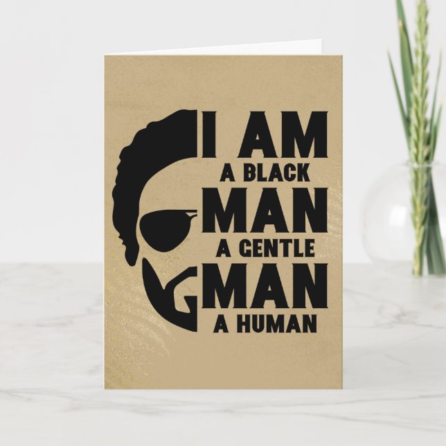I Am A Black Man Afro Beard Gold Customisable Card (Front)