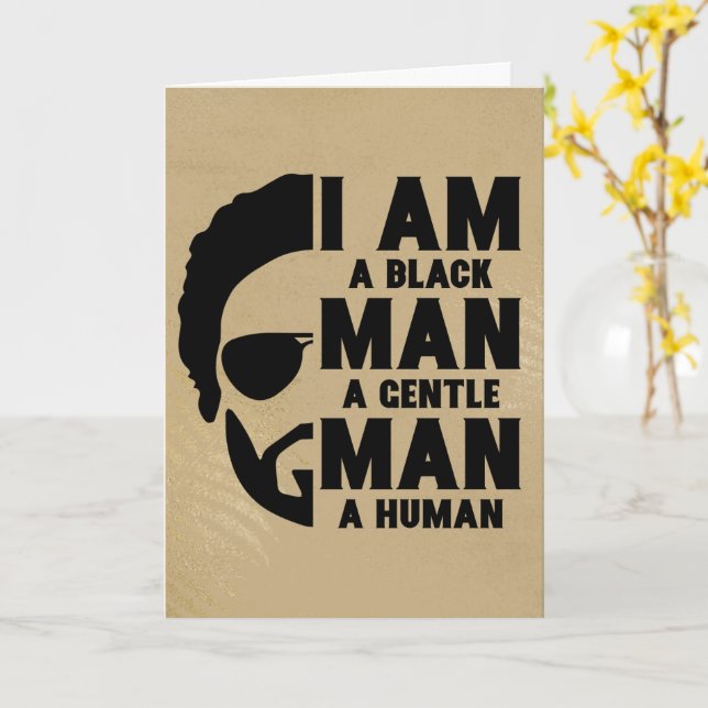 I Am A Black Man Afro Beard Gold Father's Day Card (Yellow Flower)
