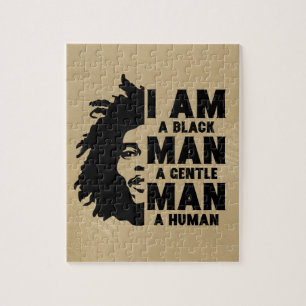 I Am A Black Man Afro Dreads Gold Customisable Jigsaw Puzzle