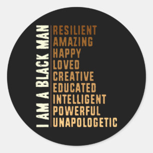 I Am A Black Man - Black History Month Men Snazzy Classic Round Sticker