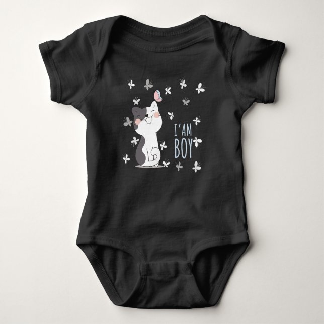 I Am A Boy Baby Bodysuit (Front)