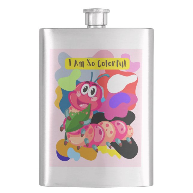 I am a caterpillar so colorful hip flask (Front)