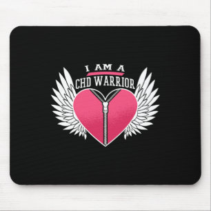 I Am A Chd Warrior Zipper Heart With Angel Wings Mouse Pad