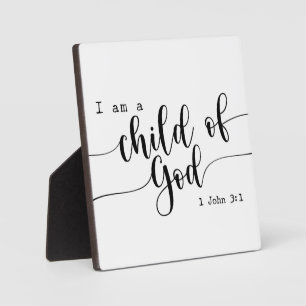 I am a child of God 1 John 3:1 Bible Verse Sign Plaque
