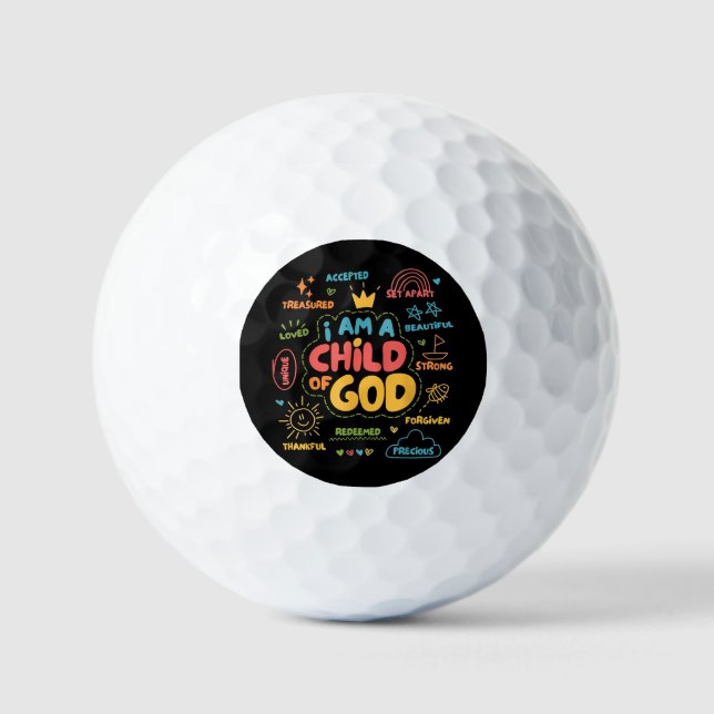 I am a Child of God Christian Retro Jesus Faith De Golf Balls (Front)