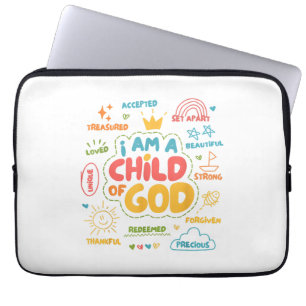 I am a Child of God Christian Retro Jesus Faith De Laptop Sleeve