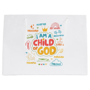 I am a Child of God Christian Retro Jesus Faith De Large Gift Bag