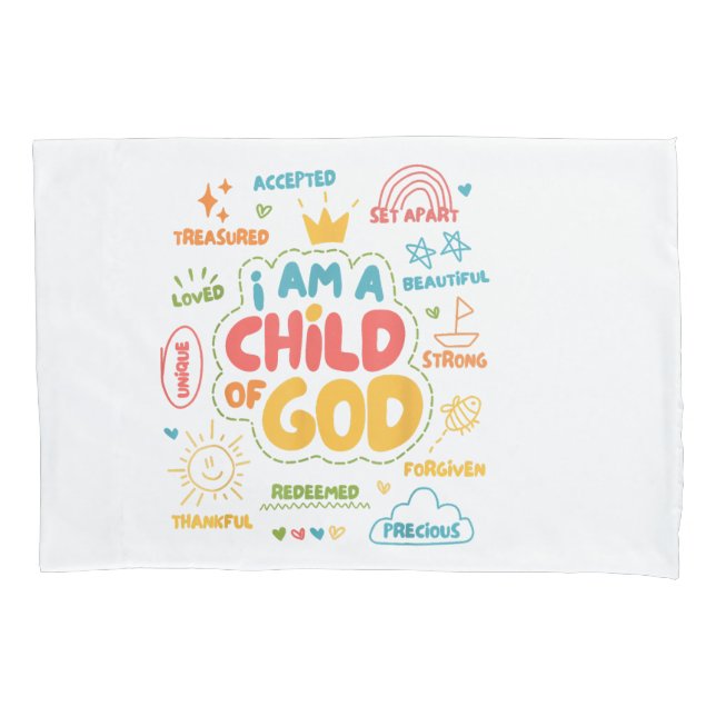 I am a Child of God Christian Retro Jesus Faith De Pillowcase (Front)