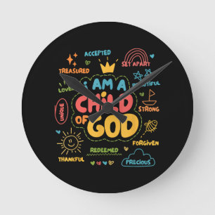 I am a Child of God Christian Retro Jesus Faith De Round Clock