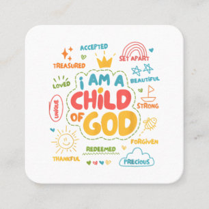 I am a Child of God Christian Retro Jesus Faith De Square Business Card