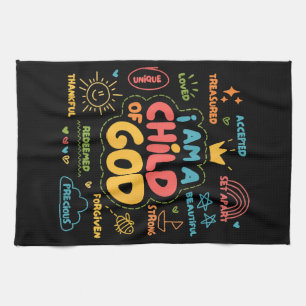 I am a Child of God Christian Retro Jesus Faith De Tea Towel