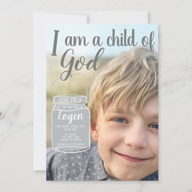 I am a child of god Custom Baptism Invitation (Front)